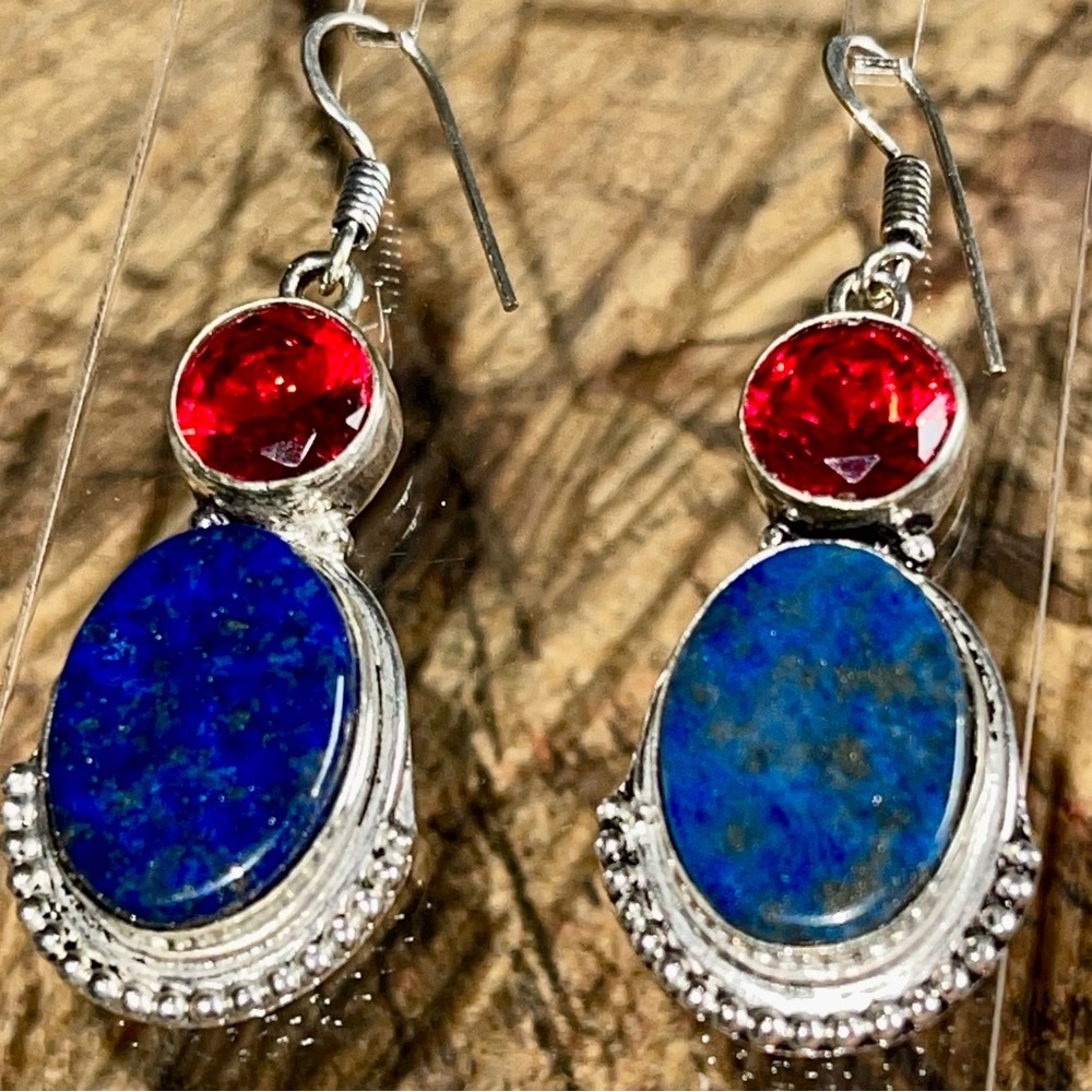 Lapis Lazuli Earrings 2” - Picture 2 of 7